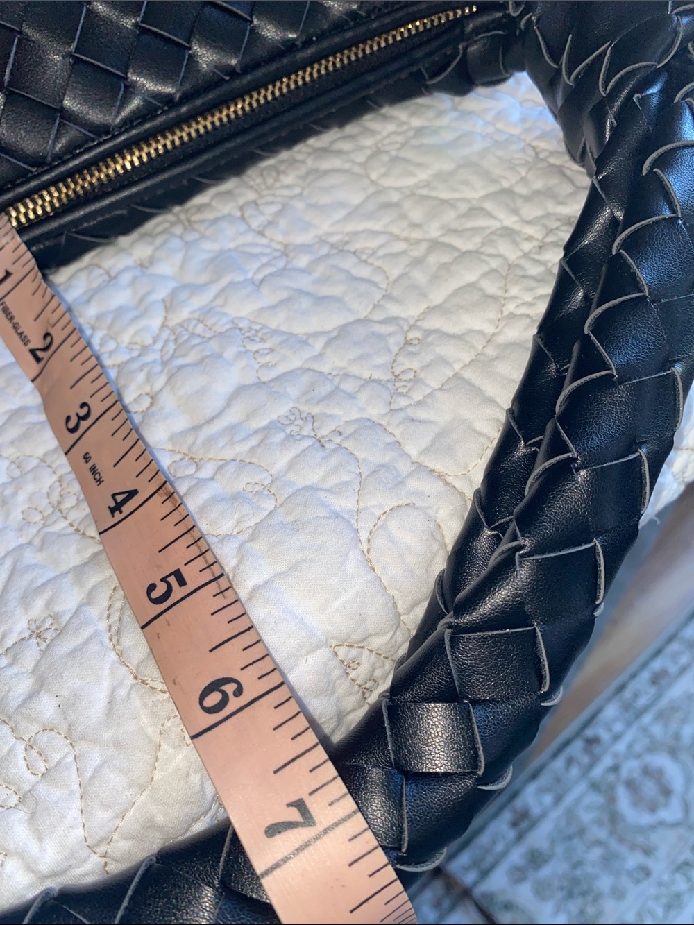 Woven Leather Hobo Bag - Black - Picture 6 of 8